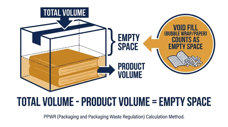 Under the PPWR, void fillers like bubble wrap and air cushions are legally classified as empty space, not product volume.