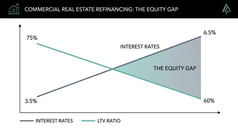 Higher interest rates and tighter lending standards have created an 'equity gap' for borrowers seeking to refinance.