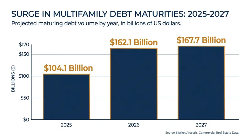 Multifamily loan maturities are projected to jump 56% in 2026 as short-term debt comes due.