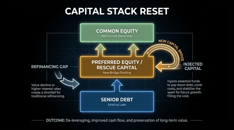 Property owners are increasingly turning to preferred equity and rescue capital to bridge refinancing shortfalls.