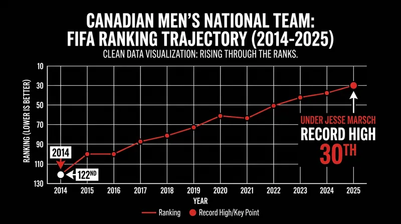 Canada's FIFA world ranking has surged to historic highs following the implementation of Marsch's tactical overhaul.