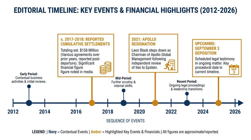 Timeline of Leon Black's financial relationship with Jeffrey Epstein and the ensuing congressional fallout.