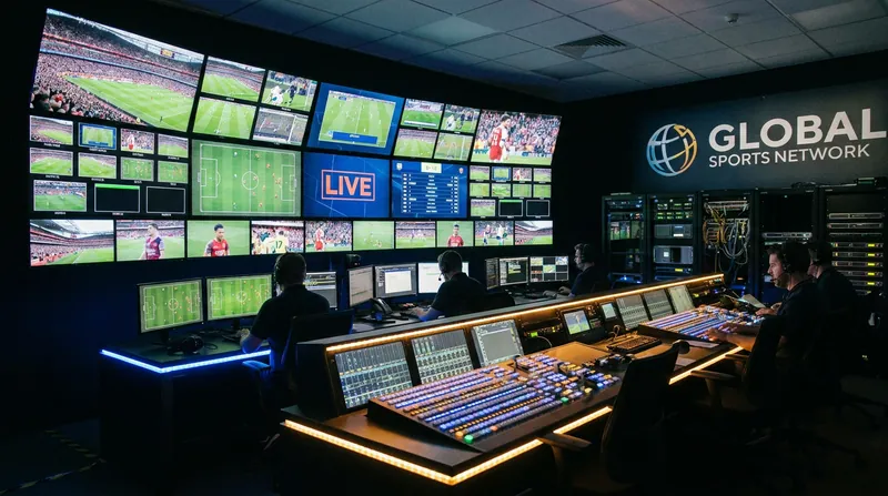 Modern World Cup broadcasts rely on massive control centers processing dozens of simultaneous camera feeds and real-time data streams.