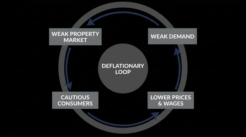 The mechanism of deflationary pressure currently weighing on the Chinese consumer.
