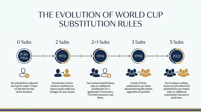How the rules governing substitutions evolved over nine decades of tournament history.