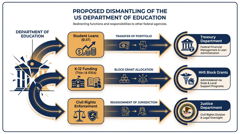 Where the Department of Education's core functions would be transferred under the proposed House legislation.