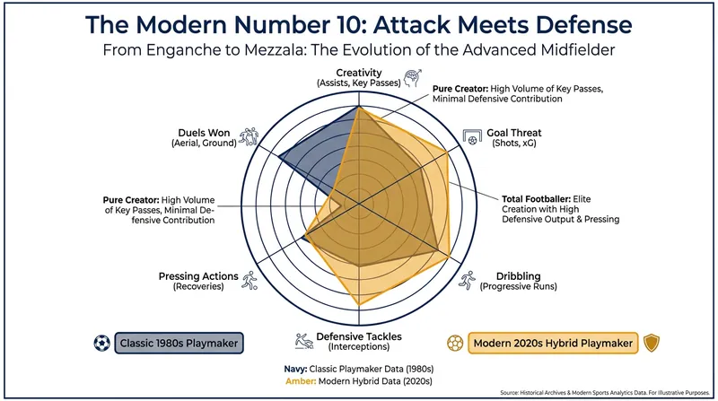 Modern playmakers are now required to contribute heavily to defensive pressing systems.