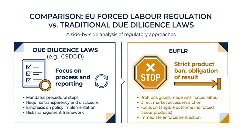 Unlike previous reporting laws, the EUFLR is an absolute product ban based on the outcome of an investigation.