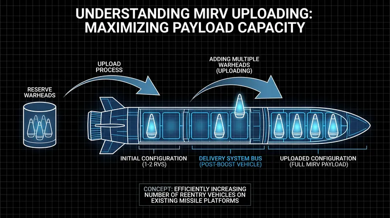 The 'uploading' mechanism allows nations to rapidly increase deployed warheads without building new missiles.