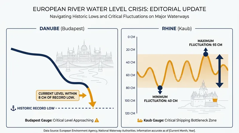 Water levels at critical chokepoints dictate the navigability of the Danube and Rhine.