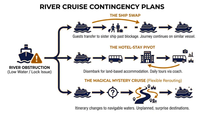 How cruise lines pivot when water levels drop below safe navigation depths.