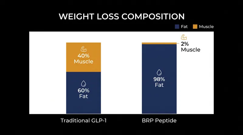 Unlike systemic medications that often degrade lean mass, weight lost through BRP treatment in animal models was almost entirely fat.