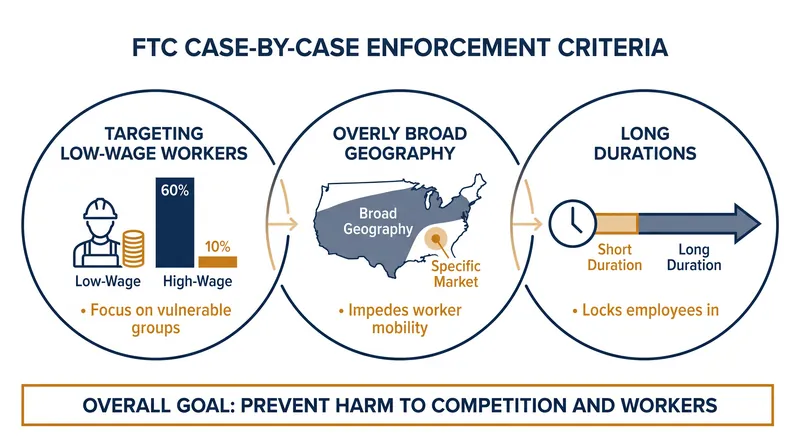 The FTC is using Section 5 of the FTC Act to target specific types of abusive restrictive covenants.
