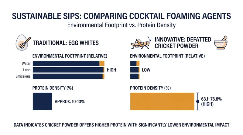 Insect-derived powders offer high protein density and functional foaming benefits with a fraction of the environmental footprint.