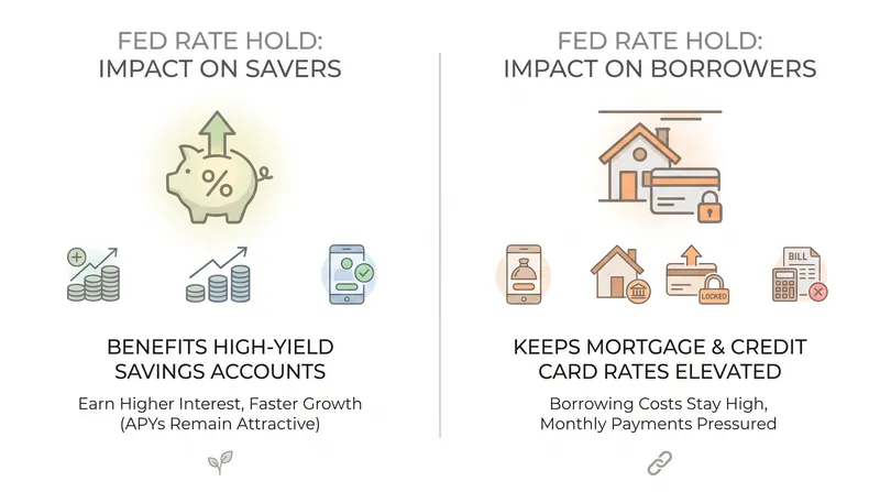 The Fed's 'higher for longer' holding pattern creates distinct winners and losers in personal finance.