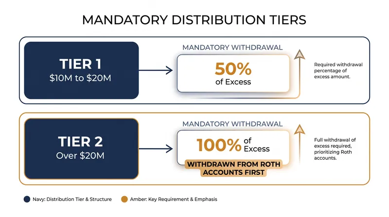 How the balance-based required minimum distributions scale for ultra-wealthy accounts.