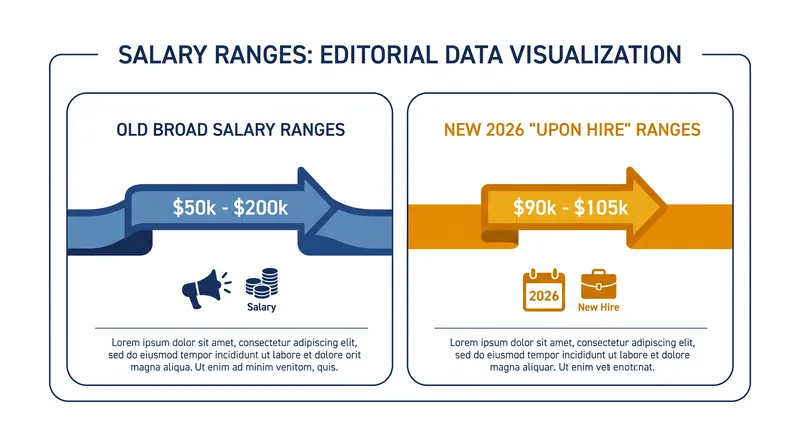 The shift from broad placeholder ranges to narrow 'upon hire' estimates.