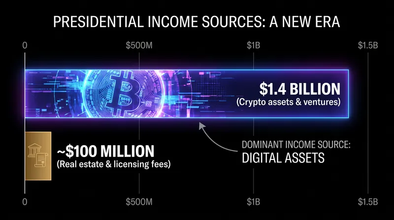 Digital assets have rapidly eclipsed traditional real estate in the president's financial portfolio.