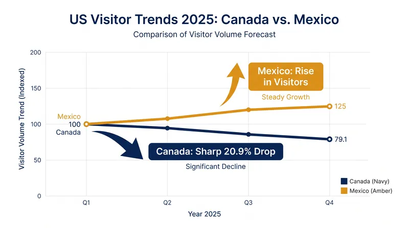 Canada has lost its position as the top source market for U.S. inbound tourism.