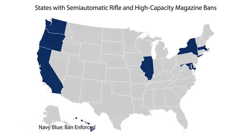 Roughly a dozen states currently enforce restrictions on semiautomatic rifles, creating a patchwork of laws nationwide.