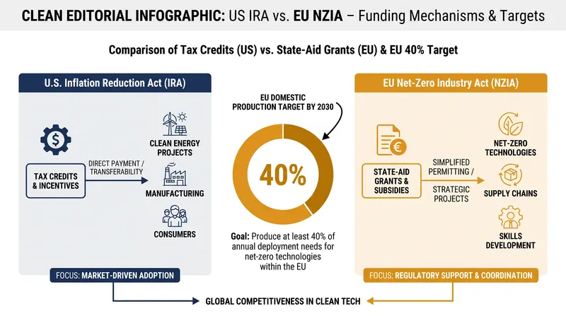 The European Union's Net-Zero Industry Act was designed as a direct counterweight to massive U.S. green subsidies.