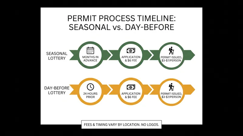 How the Recreation.gov permit lottery system works for major national park trails.