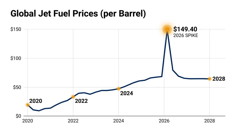 Global jet fuel prices surged to nearly $150 a barrel in mid-July 2026, devastating the margins of budget carriers.