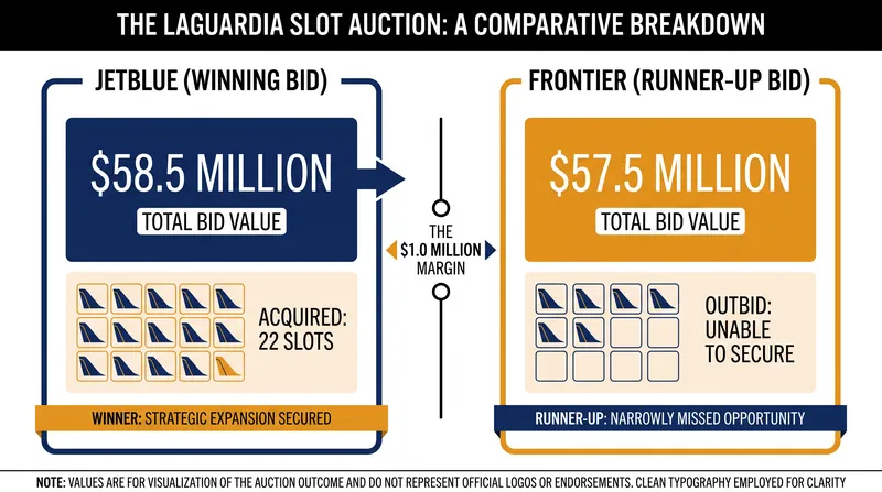 JetBlue narrowly outbid Frontier Airlines to secure the rights to Spirit's former New York infrastructure.