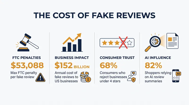 The financial and behavioral metrics driving the FTC's crackdown on review manipulation.