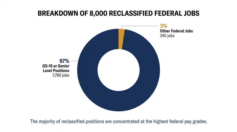 The vast majority of the reclassified roles are at the highest non-executive pay grades in the federal government.