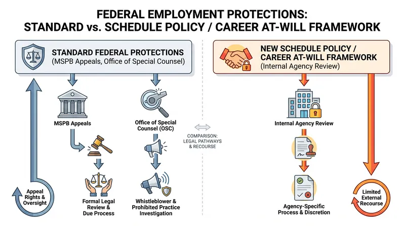 Employees moved to Schedule Policy/Career lose the ability to appeal terminations to independent external boards.