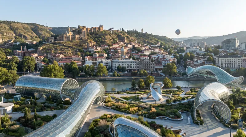 The complex was originally commissioned to project a Western-facing, modernized image for the Georgian capital.
