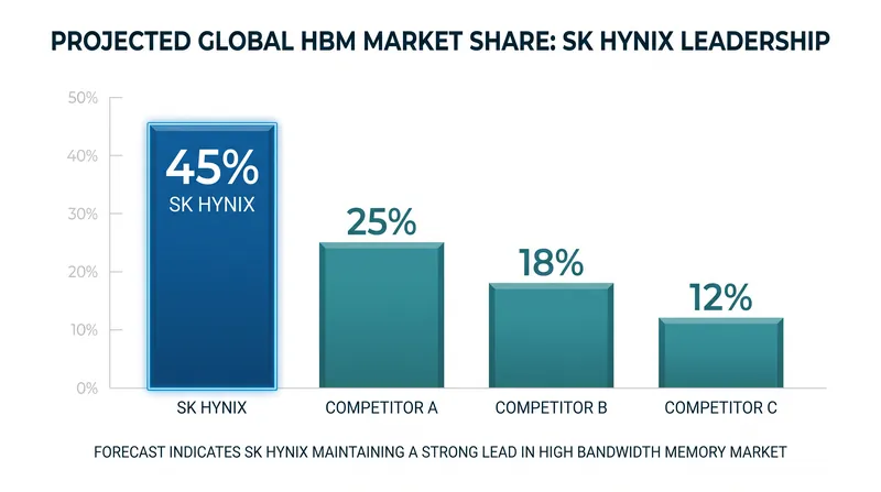 SK Hynix is projected to maintain a dominant 45% share of the critical HBM memory market.