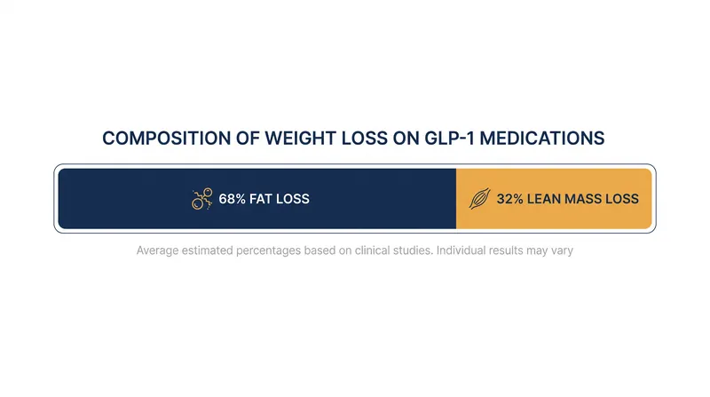 Clinical data shows a significant portion of weight lost on GLP-1s is lean muscle mass.