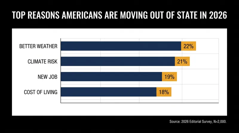 A July 2026 Redfin survey reveals weather and climate risk are now the top motivators for out-of-state moves.