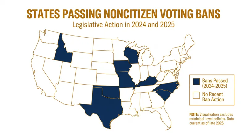States that have recently passed constitutional amendments explicitly banning noncitizen voting.