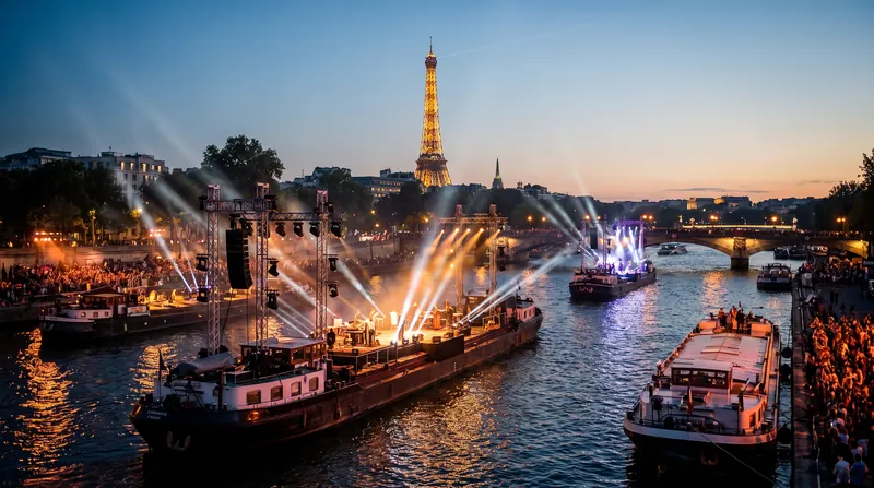 The unprecedented decision to hold the ceremony on the river introduced massive logistical and labor complexities.