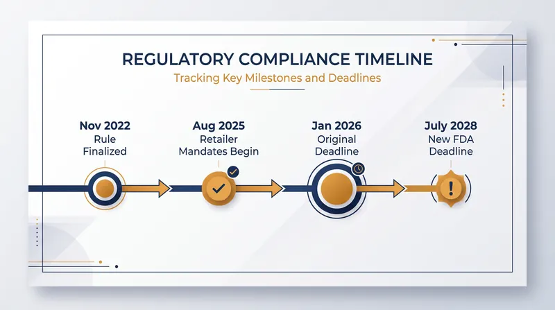The timeline for food traceability compliance has shifted, though major retailers are enforcing their own deadlines early.