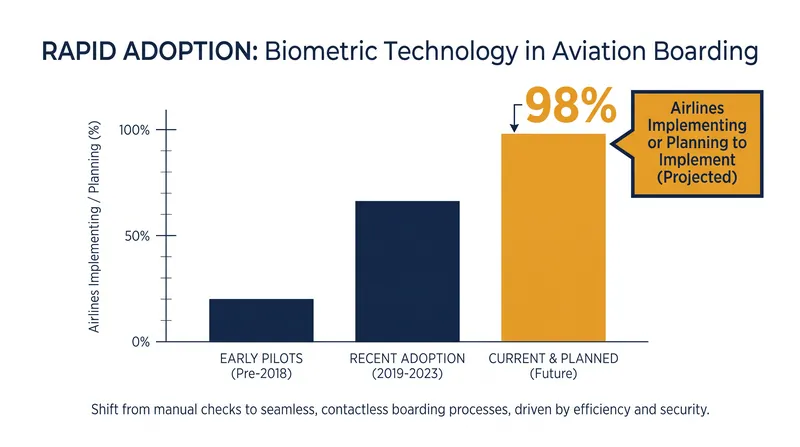 The vast majority of airlines are moving toward biometric boarding systems.