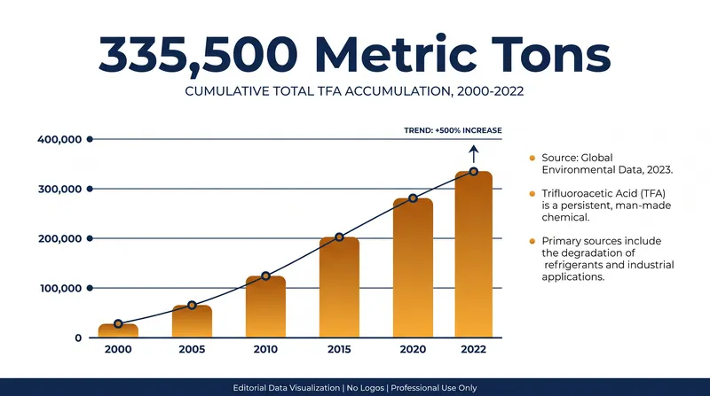 Between 2000 and 2022, CFC replacements deposited over 335,000 metric tons of TFA globally.