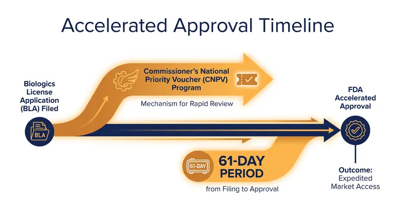 The FDA utilized a priority voucher program to review and approve the complex gene therapy in just 61 days.