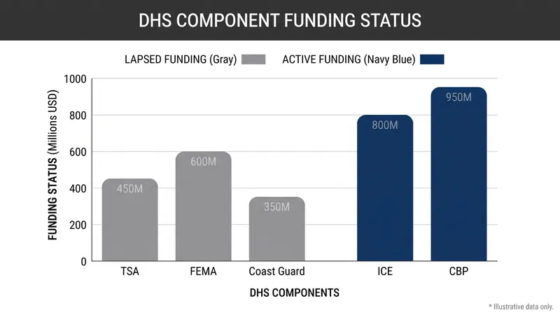 While most of DHS is unfunded, ICE and CBP continue to operate using separate funding streams.