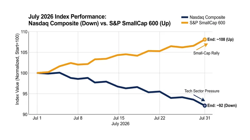 While the tech-heavy Nasdaq slid, small-cap indices edged into positive territory.