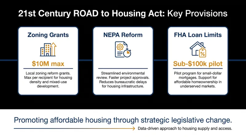 Key provisions of the legislation focus on incentivizing local zoning reform and expanding financing options.