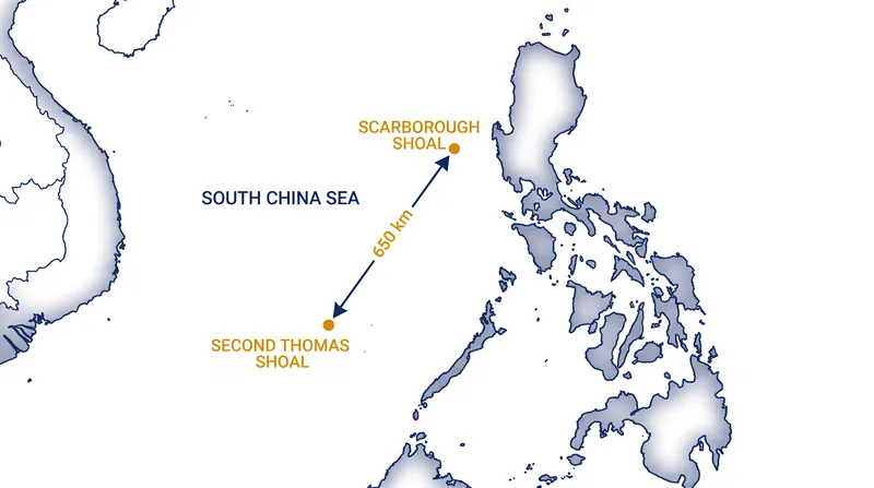 The Scarborough Shoal and Second Thomas Shoal are key flashpoints in the South China Sea.