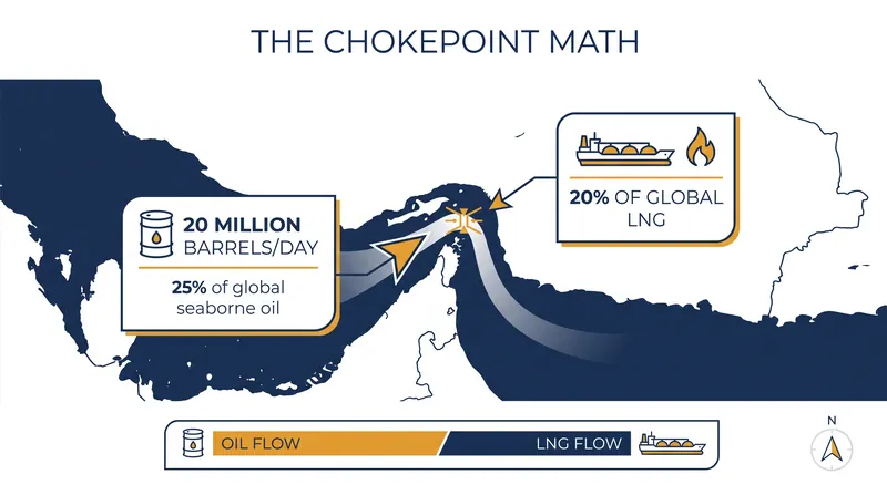 The Strait of Hormuz normally handles a quarter of the world's seaborne oil trade.