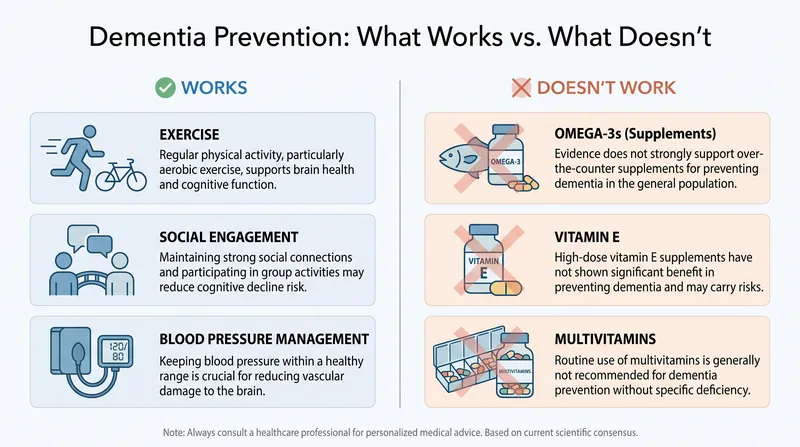 The WHO explicitly advises against using routine vitamin supplements for dementia prevention.