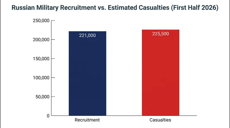 Ukrainian estimates suggest Russian casualties have outpaced recruitment in early 2026.