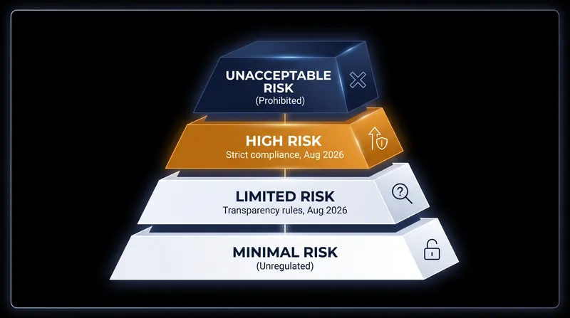 The EU AI Act categorizes artificial intelligence into four distinct risk tiers, with the heaviest compliance burdens falling on high-risk systems.