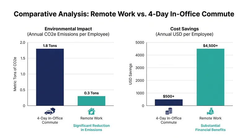 Remote work offers significant reductions in state real estate costs and tailpipe emissions.
